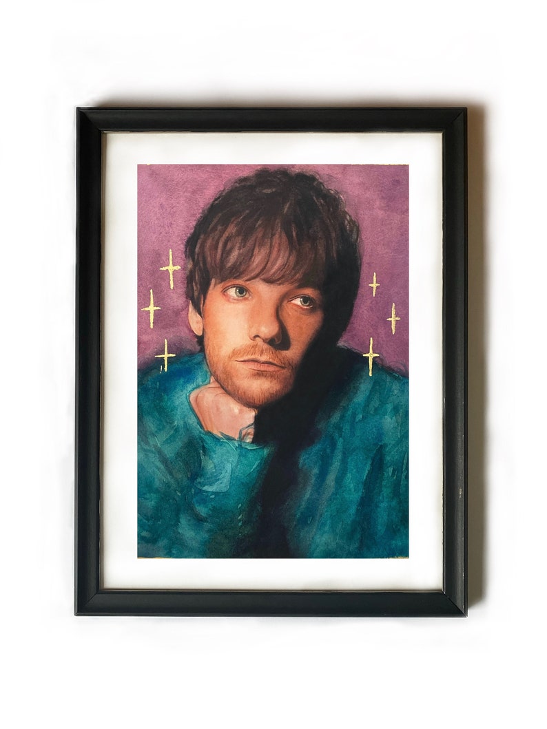 Louis Tomlinson Kunstdruck Aquarell mit Blattgold Bild 1