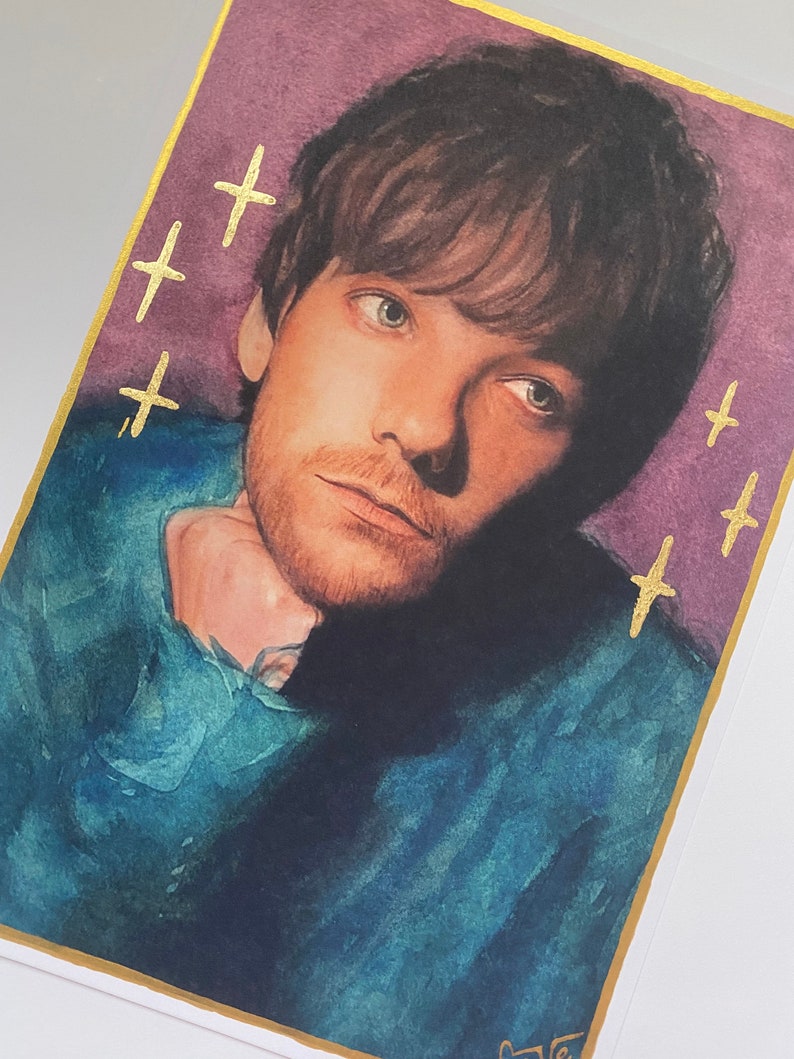 Louis Tomlinson Kunstdruck Aquarell mit Blattgold Bild 2