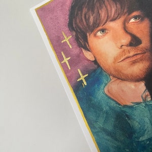 Louis Tomlinson Kunstdruck Aquarell mit Blattgold Bild 5