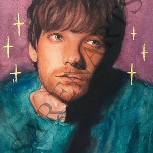 Louis Tomlinson Kunstdruck Aquarell mit Blattgold Bild 6