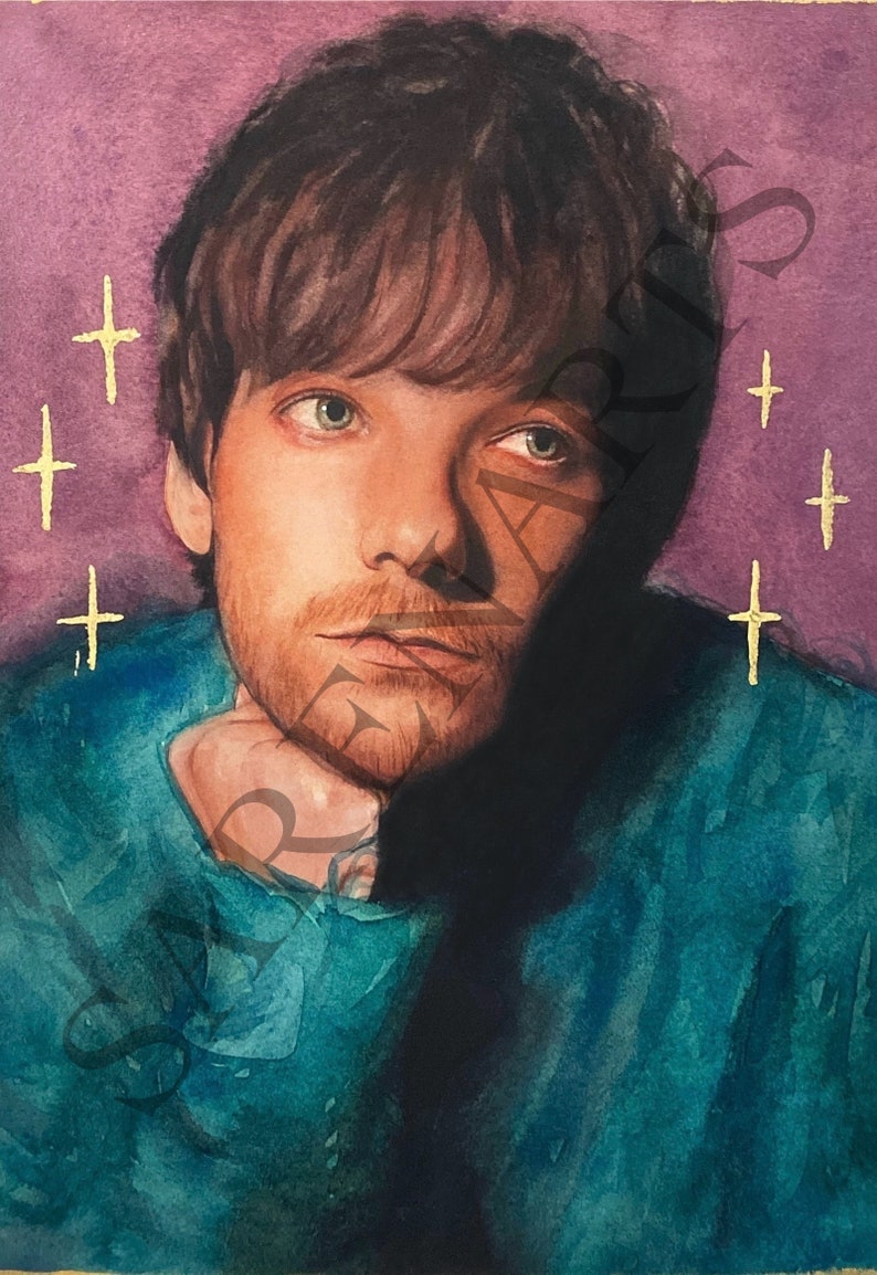 Louis Tomlinson Kunstdruck Aquarell mit Blattgold Bild 6