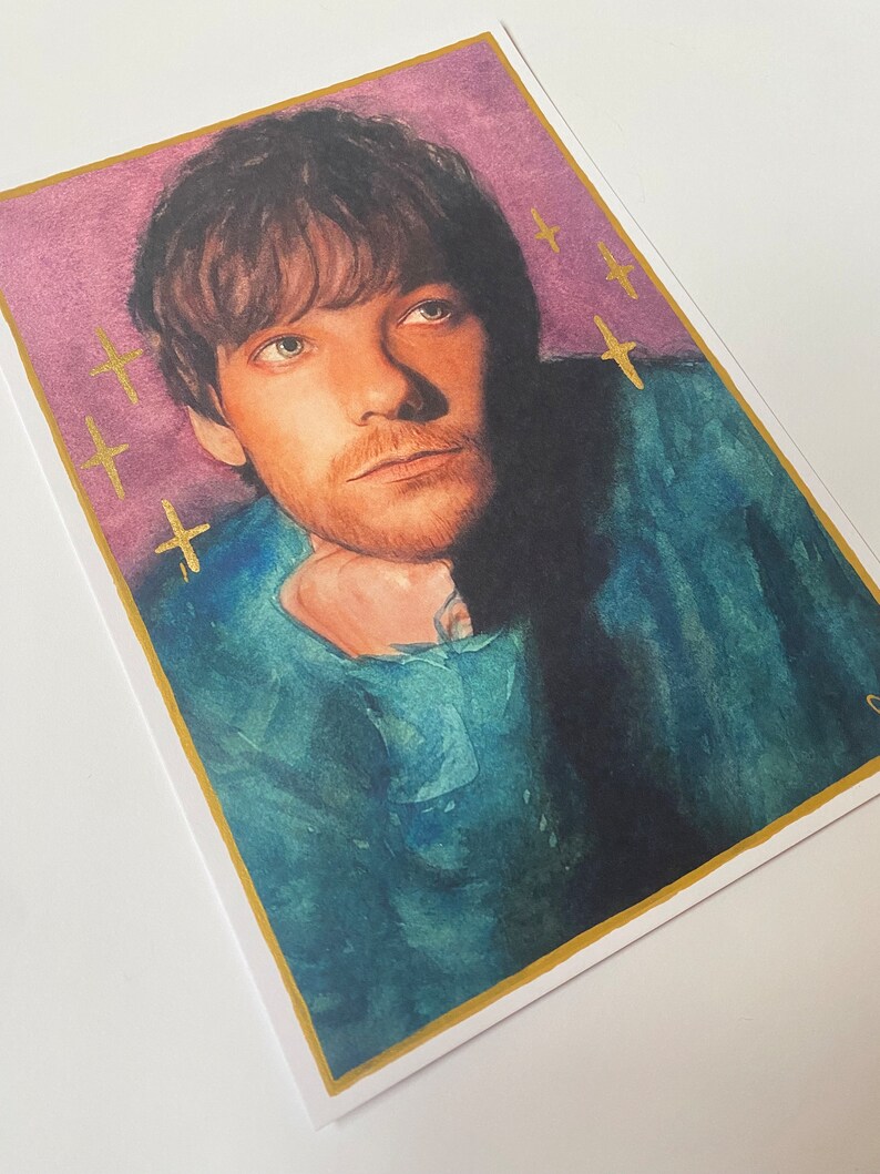 Louis Tomlinson Kunstdruck Aquarell mit Blattgold Bild 3