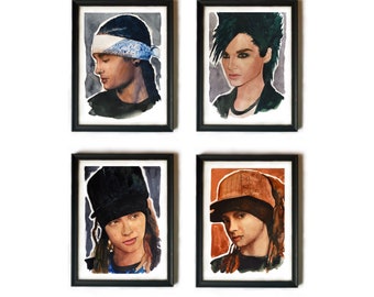 Tokio Hotel Kunstdrucke & Band Sticker - Aquarell Illustrationen