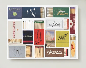 MATCHBOOK PRINT, Restaurants, Hotels, Favorite Spots into a Print, Great Personalized Gift for him, Personalized Gift for her