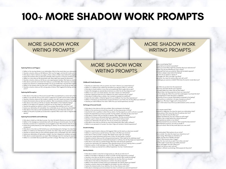 Shadow Work Journal Pages, 100+ Shadow Work Journal Prompts, Printable ...