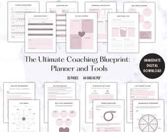 Life Coach Planner | Coaching Worksheets | Coaching Workbook | Coaching Planner Printable | Coaching Journal | 1-1 Coach | Therapy Journal