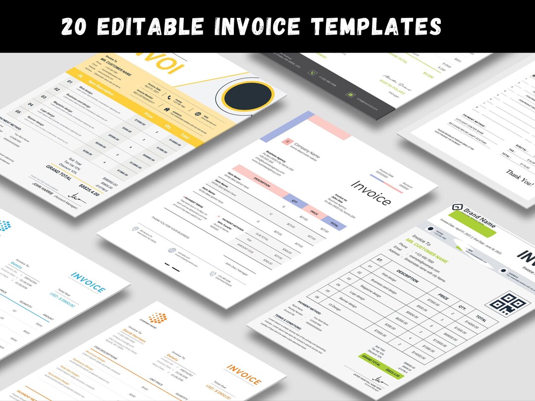 20 Invoice Template, Modern and Professional Invoice,microsoft Word ...