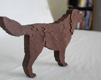 Retriever (Dog) Unique Artisan Crafted Wooden Interlocking Puzzle Gift, Wood Retriever Dog Puzzle Gift