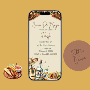 Cinco de Mayo Fiesta Invitation: Editable Mexican Theme (Digital Download)