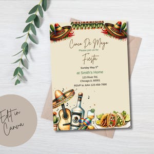 Cinco de Mayo Fiesta Invitation: Editable Mexican Theme (Digital Download)