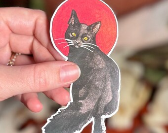 Black Cat Sticker (4 inch vinyl sticker) (Original Artwork) (Watercolor)