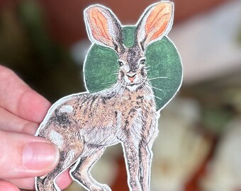 Green Rabbit Sticker (4 inch vinyl sticker) (Original Artwork) (Watercolor)