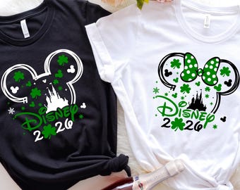 Disney 2026 St Patrick Shirt,Custom Disney St Patrick Tshirt,Mickey Minnie Shamrock Shirt,Custom Family Disney TShirt,Shamrock Family Shirts