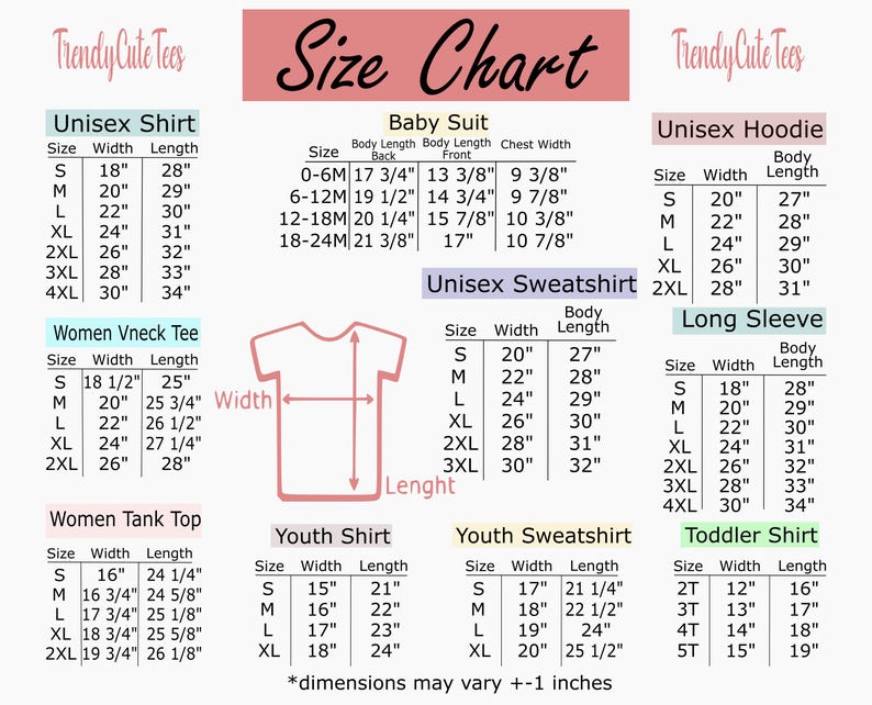 a size chart for a baby girl's t - shirt