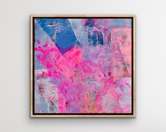 Abstrakte Kunst | Bild 40 x 40cm | Wanddeko | Leinwand | Gemälde | Unikat I buntes Bild I Pinkes Bild I farbenfroh