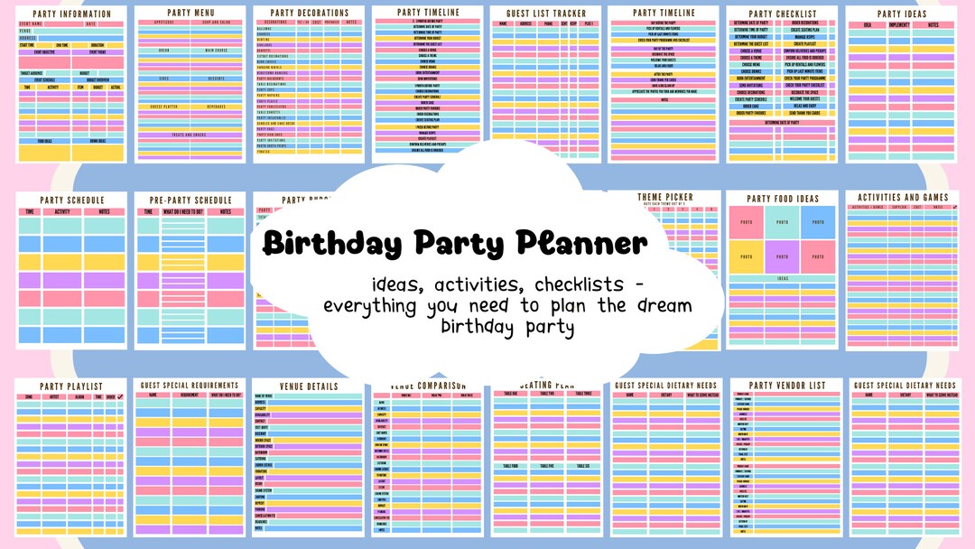 Printable Party Planner Bundle, Birthday Party Planning Templates ...