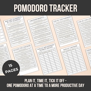 Pomodoro Tracker Printable | Time Blocking Planner Canva Template (Digital Download)