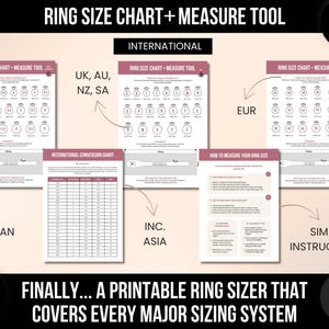 Medidor de anillos internacional: PDF imprimible con tabla de conversión (descarga digital)