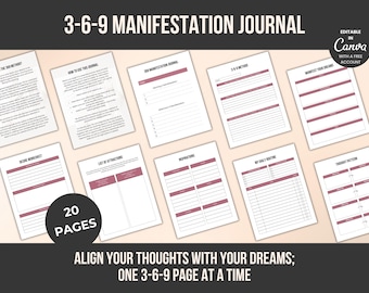 3-6-9 manifestatiedagboek afdrukbaar, planner wet van aantrekking (digitale download)