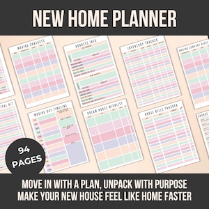 Neues Home Planer | Umzugs Checkliste, Adressen Tracker (Digitaler Download)