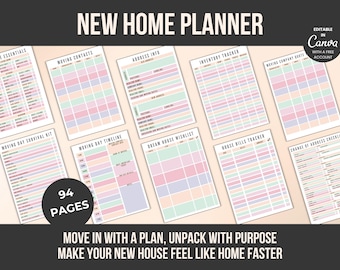 New Home Planner | Moving Checklist, Address Tracker (Digital Download)