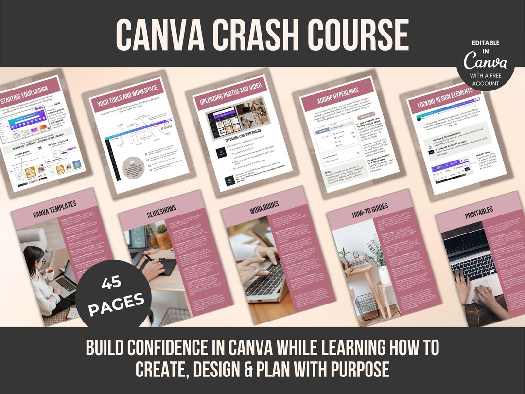 Canva Crash Course Workbook | Beginner Canva Training & Monetization ...