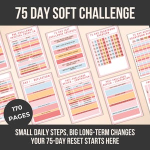 75 Day Soft Challenge Journal: Editable Habit Tracker (Canva Template)