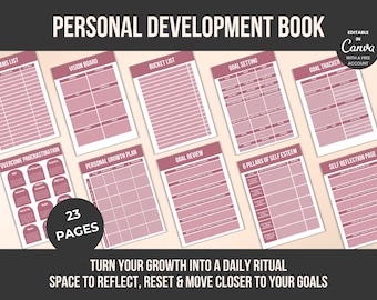 Self Growth Journal Canva Template | Goal Setting Workbook (Digital Download)