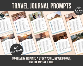 Travel Journal Prompts, Vacation Reflection Pages (Digital Download PDF)