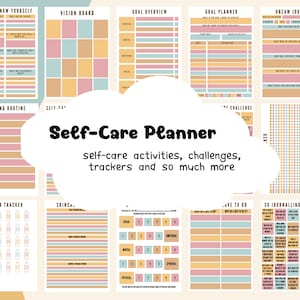 Self-Care Routine Bundle, Printable Self-Care Planner, Mental Health Activities, Stress Relief Exercise Guide, Customisable Canva Template