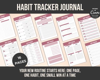 Habit Tracker Journal Template | Daily & Monthly Planner (Digital Download)