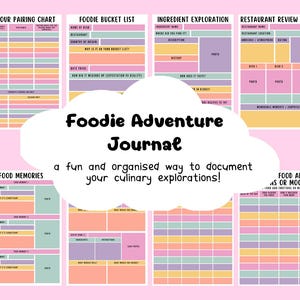 Foodie Adventure Journal, Culinary Exploration Journal, Tasting and Flavour Charts, Restaurant Review Template, Printable Editable Download