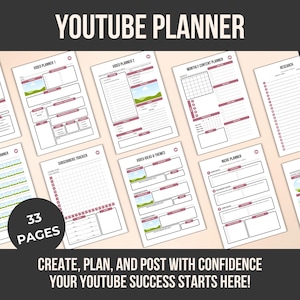 YouTube Content Planner | Video Tracker, Script Planner (Digital Download)
