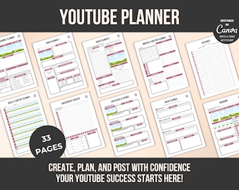 YouTube Content Planner | Video Tracker, Script Planner (Digital Download)
