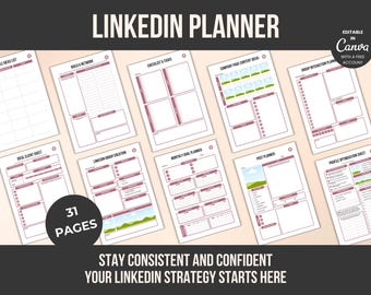 LinkedIn Content Planner | Canva Template, Post Tracker (Digital Download)
