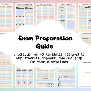 Guida alla preparazione agli esami, Planner di studio, Planner universitario, Kit di preparazione agli esami, Modello di studio per gli esami, Planner di revisione, Planner accademico