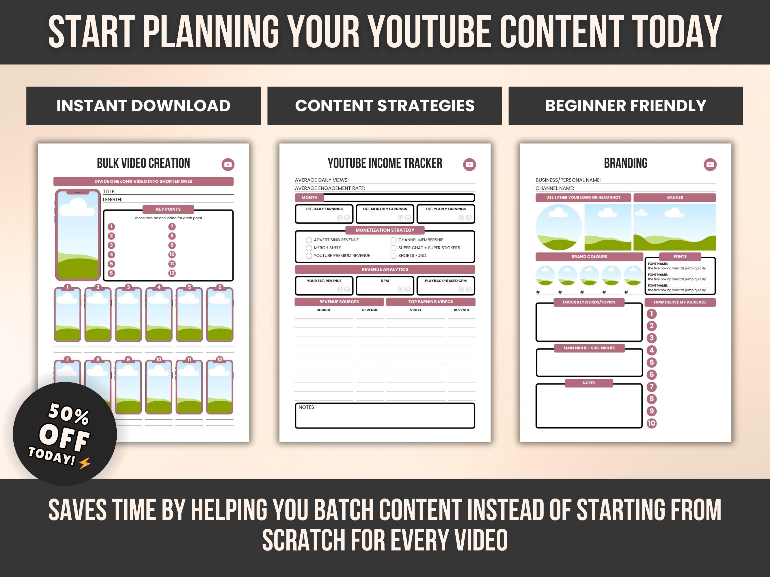 Youtube Content Planner | Video Tracker, Script Planner (digital ...