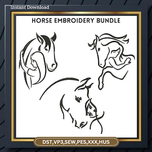 Horse Embroidery Design Horse Portrait Embroidery Horse Head Embroidery Pony Pattern Kid Horse Embroidery Horse Silhouette Animal Embroidery