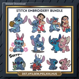 Design de bordado Stitch, bordado Lilo & Stitch, bordado Stitch com coração, bordado Stitch Lilo, coração bonito Stitch, bordado à máquina