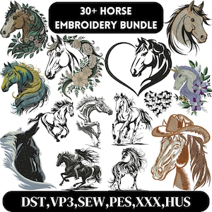 Horse Embroidery Design, Horse Head Embroidery, Running Horse Embroidery, Horse and flowers Motif, Horse Design, Machine Embroidery Design