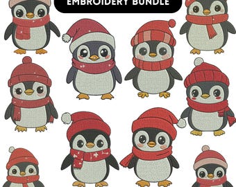 Penguin Embroidery Design, Mini Penguin Embroidery, Penguin Friends Embroidery, Cute Penguin embroidery, Machine Embroidery Design