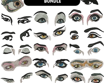 Eyes Embroidery Design, Eyelashes embroidery design, Women Winked Eye Embroidery, Doll Eyes Embroidery, Girl Embroidery, Machine Embroidery