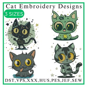 Cat Embroidery Design, Cute Cat Embroidery, Funny Cat Embroidery, Kitty Embroidery, Halloween Cat embroidery, Machine embroidery  design