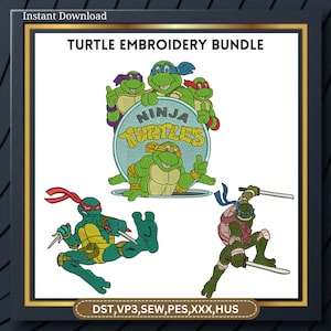 Turtle Embroidery Design, Sea Turtle Embroidery, Ninja Embroidery, Baby turtle, Animal embroidery, Machine Embroidery Designs