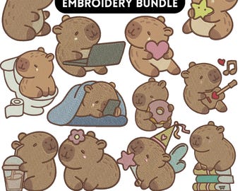 Diseño de bordado de capibara, divertido diseño de bordado de capibara, lindo bordado de capibara, bordado de mascotas, diseños de bordado a máquina