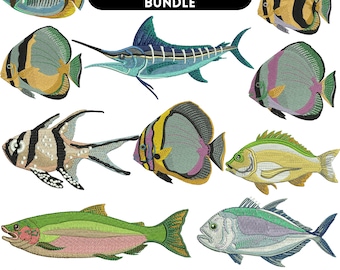Fish embroidery design, Tropical fish embroidery, Fishing Embroidery, Mini Fish Embroidery, clownfish, animal embroidery, machine embroidery
