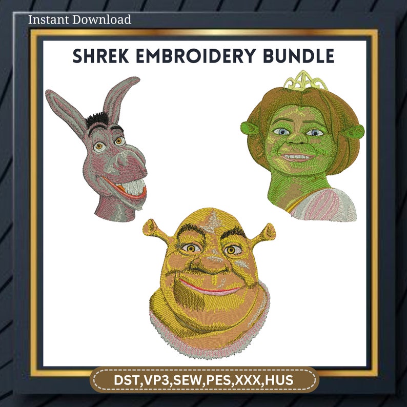 Shrek Embroidery Design Cartoon Machine Embroidery Hugging Woody Embroidery File Heart
