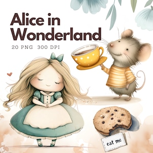 Alicja w Krainie Czarów Herbatka Akwarelowy clipart, Bajka, Szalony Kapelusznik, Przygody Alicji clipart, Alicja clipart, magiczny, przedszkole png