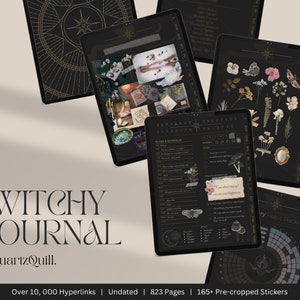 Witchy Digital Planner | Daily Journal | Undated | Hyperlinked | GoodNotes | Manifestation | Pre-cropped Stickers | Minimalist