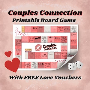 Paare druckbare Brettspiel, Verabredung Nacht, druckbare Paare Spiele, Trinkspiel Erwachsene, Valentinstag Spiele druckbar, Kostenlose Liebesgutscheine